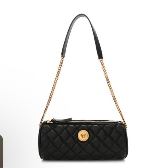 Versace Nappa Quilted Medusa Chain Crossbody Black - Picture 1 of 8